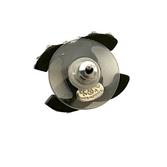 CHANEL Black Logo Earrings